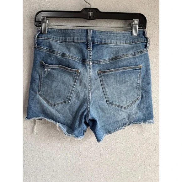 Universal Thread Woman's Distressed Jean Shorts Blue Size 4 Raw Hem Stretch - Picture 2 of 7